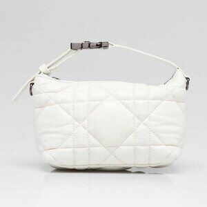 Christian Dior Off White Quilted Cannage Leather DiorTravel Small Nomad Pouch...